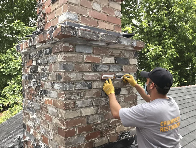 In-progress chimney restoration by Wilton Chimney Sweep in Wilton, CT