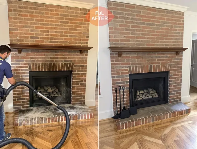Wilton Chimney Sweep carefully sanitizing a fireplace in Wilton, CT