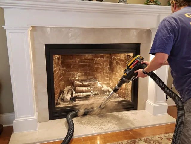 Fireplace cleaning performed by Wilton Chimney Sweep in Wilton, CT